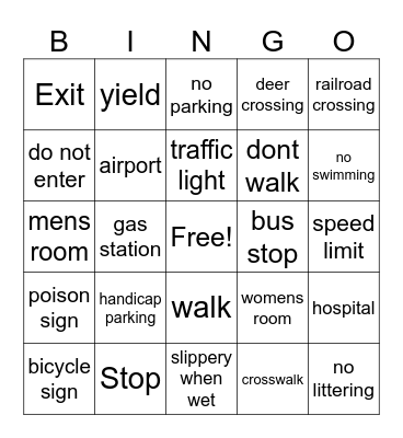 Community Signs Bingo Card