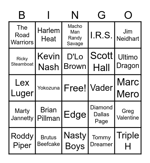 60 - PRO WRESTLERS Bingo Card