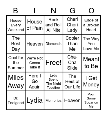 60 - MUSIC Bingo Card