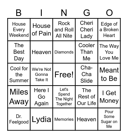 60 - MUSIC Bingo Card