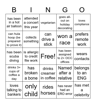 icebreaker bingo Card