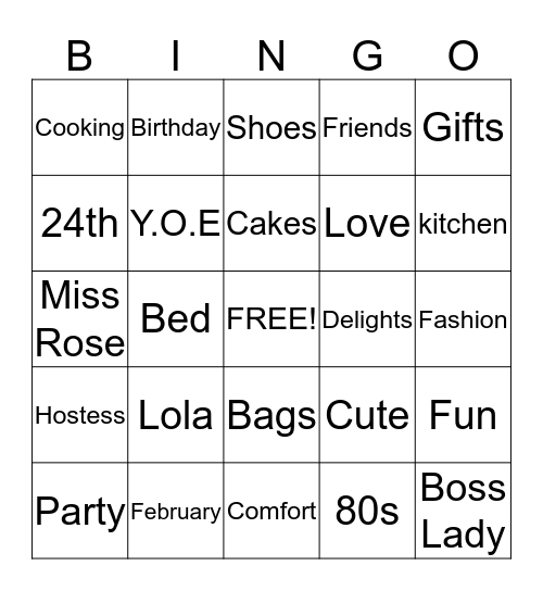 All Things Miss Rose  Bingo Card