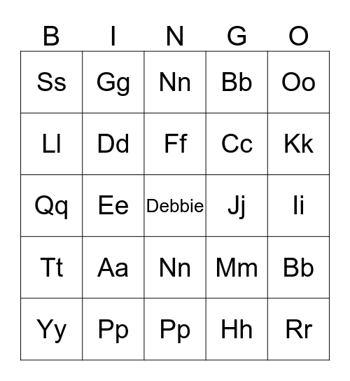 Alphabet Bingo Card