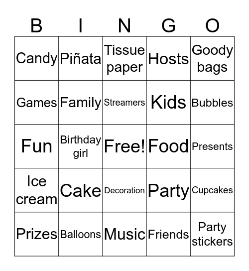 Birthday bingo  Bingo Card
