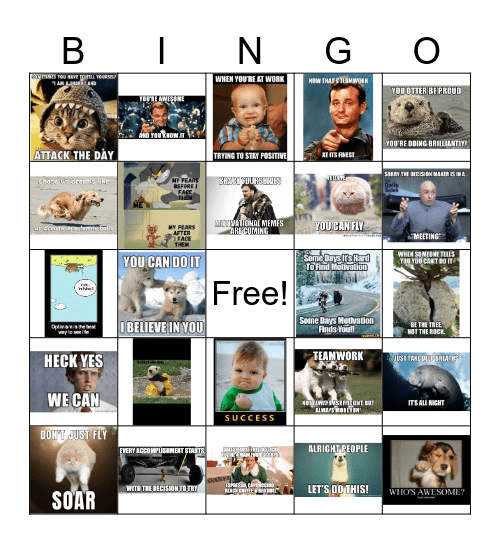 Motivation Bingo Card