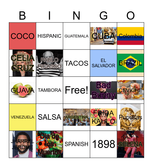 Hispanic Heritage Month Learning Bingo Card