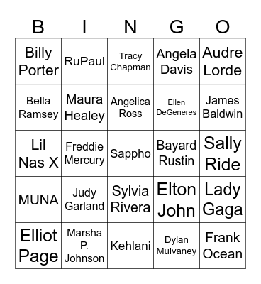 Pride Bingo Card