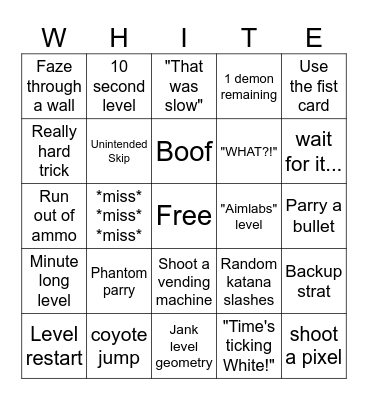 Neon White Bingo Card