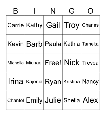 MOD 5 Getting to Know You Bingo Card