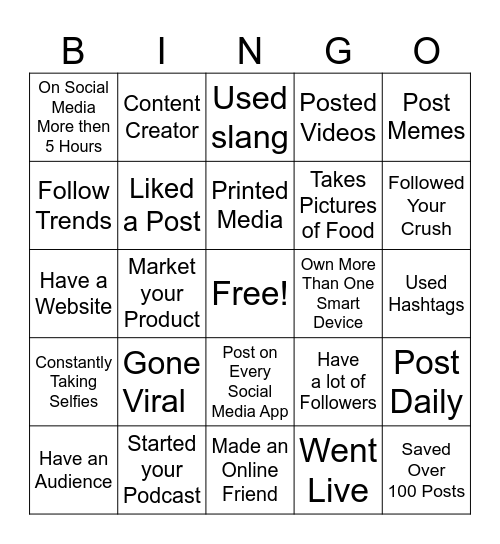 NV Media Bingo! Bingo Card