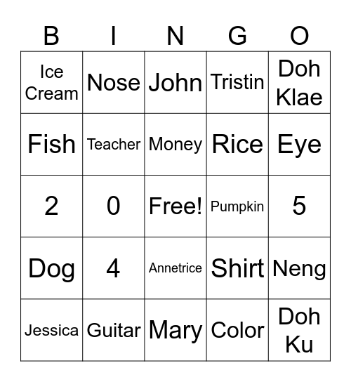 Bingo With Friends Bingo Card