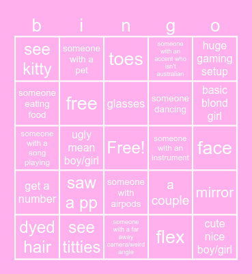 snapchat Bingo Card