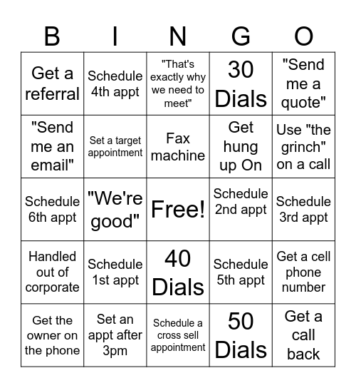 Phone Block Bingo Card