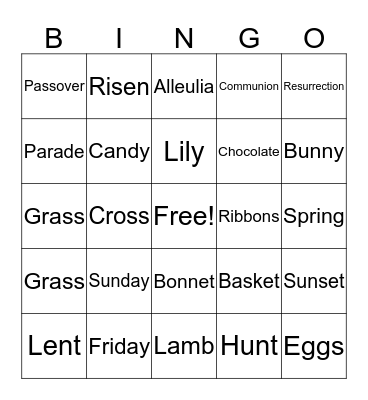 EASTER  BINGO Card