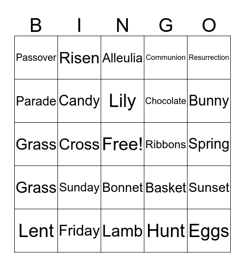 EASTER  BINGO Card