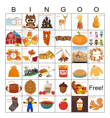 FMR Fall Picture Bingo Card