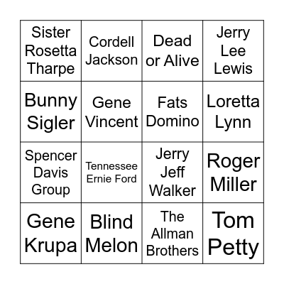 Boogie Down Bingo #1 Bingo Card