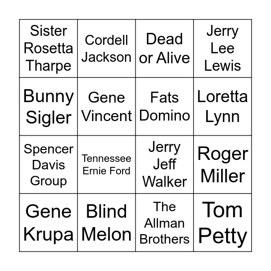 Boogie Down Bingo #1 Bingo Card