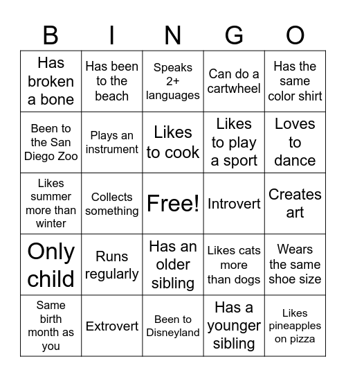 First @ Muir Kickoff Bingo Card