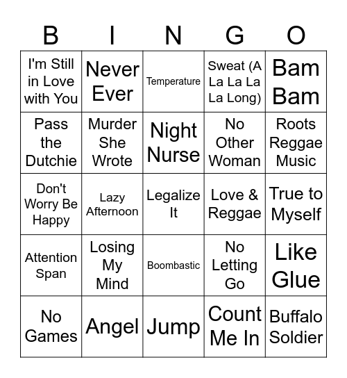 REGGAE BINGO Card