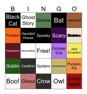 Halloween BINGO Card