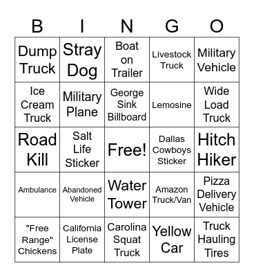 DR Horton Bus Tour Bingo Card