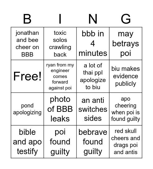 BBB DOMINATION Bingo Card