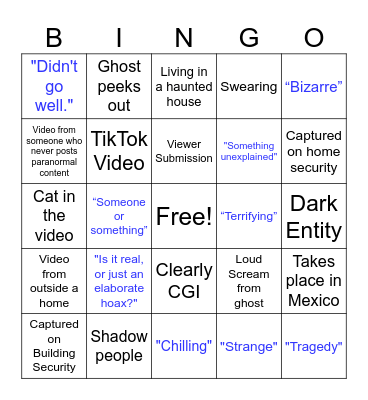 Shroomer's Spooky Bingo Card