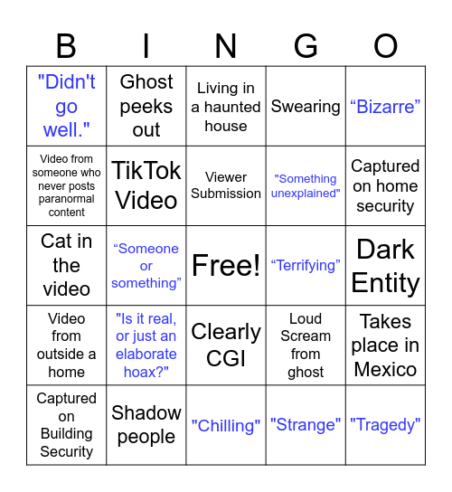 Shroomer's Spooky Bingo Card