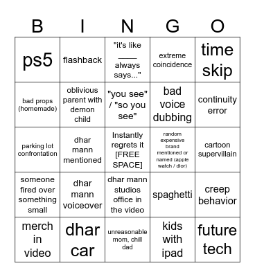 Dhar Mann Bingo v4 Bingo Card