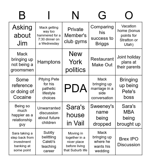 Macks Double Date Bingo Card