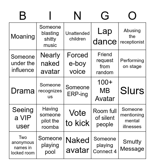 Just B Club Bingo Card