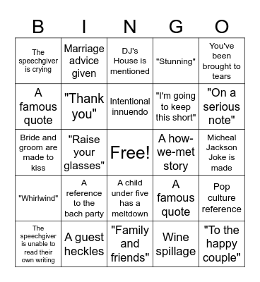 WeddingBingo Card