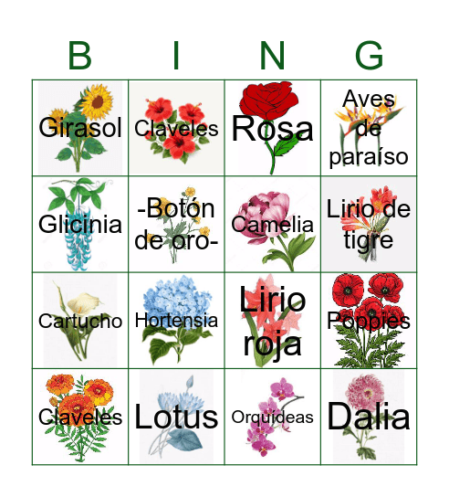 FLOWER BINGO Card