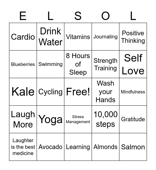 Wellness Bingo Card