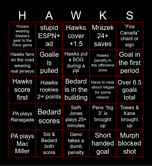 SCH Bingo Card