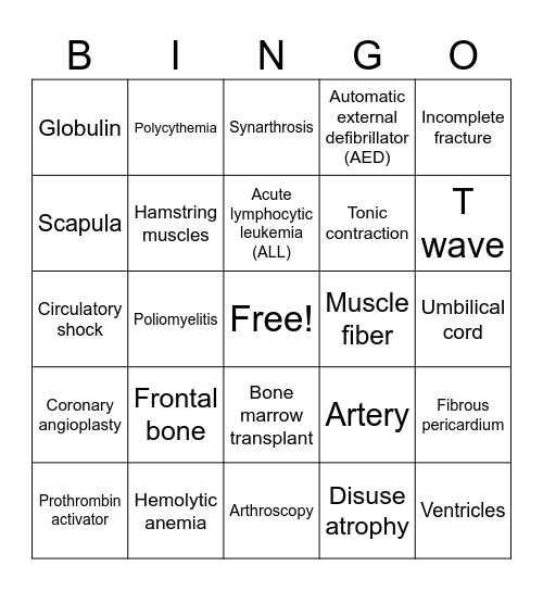 BIO206 Midterm Exam BINGO Review Bingo Card