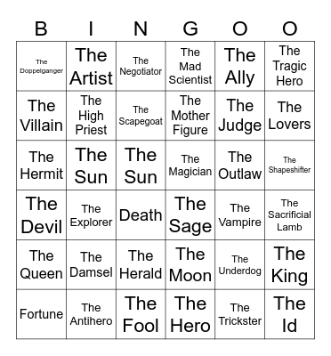 Archetypes Bingo Card