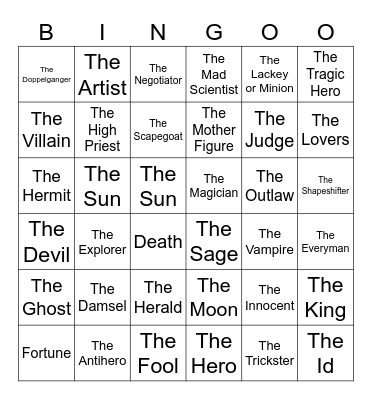 Archetypes Bingo Card