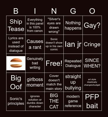 Sonic IDW bingo Card