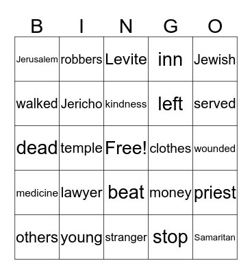 The Kind Stranger Bingo Card