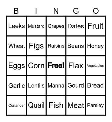 BIBLE FOOD Bingo Card