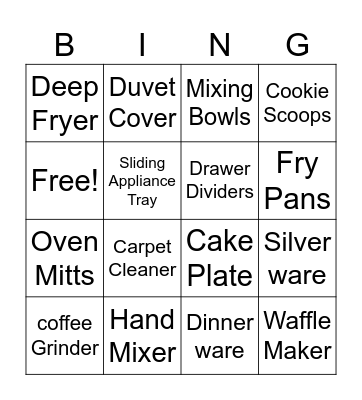 Danielle's Bridal Shower BINGO Card