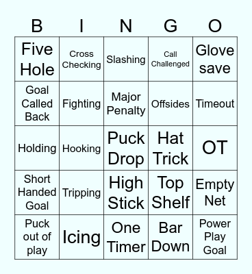 Ice Hockey Club Bingo Card