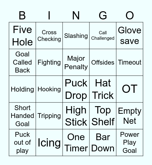 Ice Hockey Club Bingo Card
