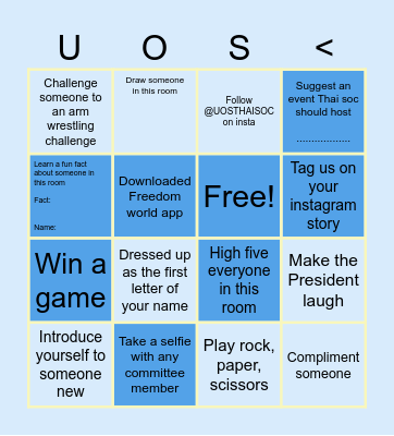 THAI SOC MEET & GREET 2023 Bingo Card