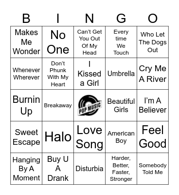 POP Y2K Bingo Card