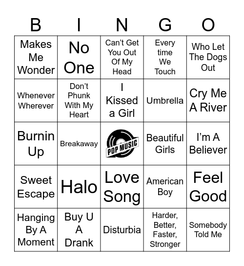 POP Y2K Bingo Card