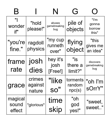 Let's Game it Out Bingo Card