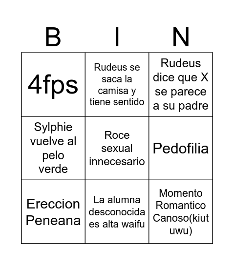 Muchoku Bingo Card